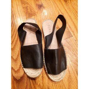 Firth Black Leather Espadrille Sandals With Elastic Strap Womens Size 8